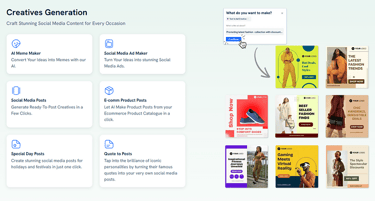 a website page with a bunch of different types of content creation