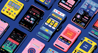 a bunch of different colored cell phones