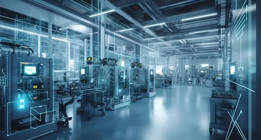 Intelligent factory production line. AI technology generated image