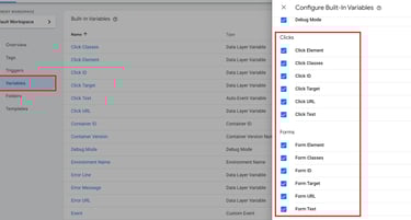 Check variables - Google tag Manager