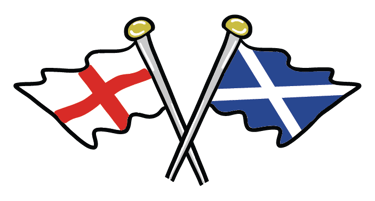 two flags with a flag of the country of england and scotland