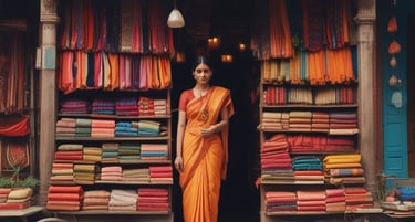 A vibrant storefront with eye-catching Facebook and Instagram ads displayed.