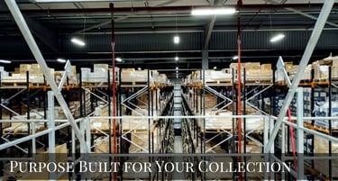 Modern purpose-built warehouse facility for premium whisky and spirits storage with professional racking systems