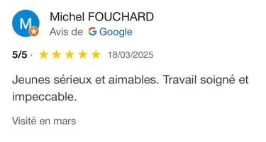 Avis google 5 étoiles clients m&m services pro nettoyage et vitres rouen 