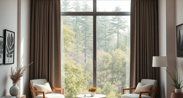 Tamsiai rudos naktinės užuolaidos