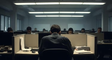 Trabajador aislado en oficina, víctima de acoso laboral o mobbing
