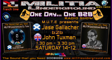 a poster for a radio show with dj John Tuxman