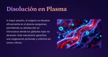 A mayor presión, el oxigeno se disuelve en plasma, necesitas una cámara hiperbárica.