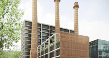 Imagen actual de la s tre chimeneas del Paralelo de Barcelona