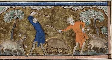Medieval pigs causing havoc 