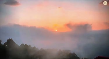 Golden evening sky over Naddi village, Mcleod Ganj, Dharamshala, Himachal Pradesh.