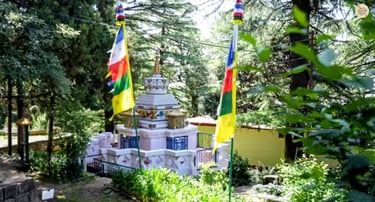 Buddhist stupa at Tushita Meditation Center Dharamkot.