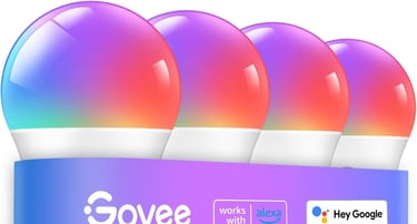 a group of three light bulbs with a colorful light bulb