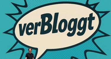 a man standing in front of a sign that says verb blog