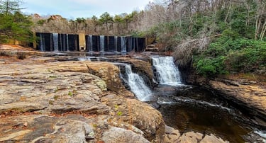 Mentone, AL - The top of DeSoto Falls below the dam, with access to the falls