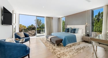 Designer-styled suite with private terrace and sweeping sea views  at Villa Serenity