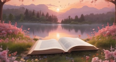 A serene workspace with a notebook, pen, and a cup of coffee on a table.