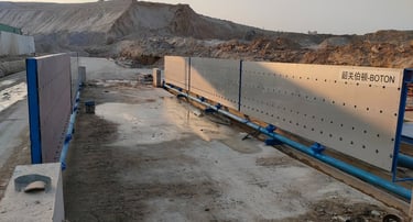 Engineering vehicle washing machine site installation, washing channel overview