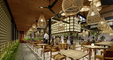 Ethnic interior desain restoran dewata di bandung