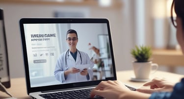 A hospital waiting area with multiple rows of brightly colored plastic chairs, including green, orange, red, and blue. The room has large windows allowing natural light to enter, and there is a reception or information desk to the right. Signage in the background indicates it's a children's hospital.