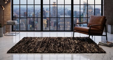 Espresso Bar Rug by Shreempex, hand-tufted high-pile plush shaggy area rug in chocolate brown color