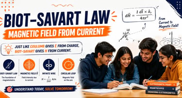 Biot Savart Law explained with magnetic field intensity, infinite wire and circular loop current con