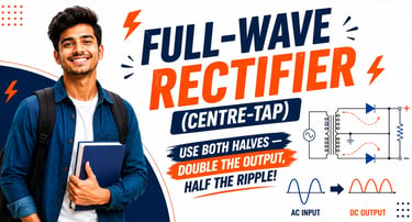 What is Full Wave Rectifier Centre Tap explained with transformer, diode circuit and AC to DC conver