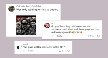 Three example comments from the TikTok video's comment section