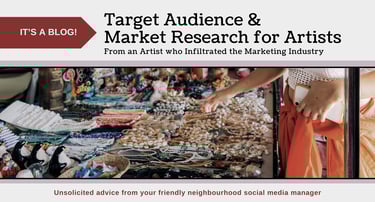 Blog header image with title of the blog and a photo of a person looking at a maker's market table