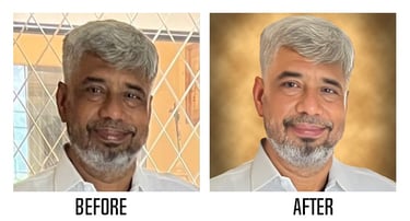 efore and after image of a water-damaged photograph restored