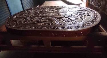 Solid Teak Dining Set – 6 Seater Wooden Table with Chairs