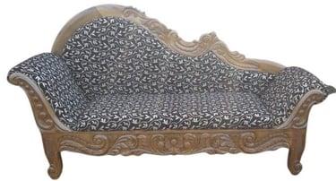 Wooden Lounge Sofa with Solid Teak Frame and Upholstery