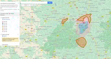 carte indiquant les secteur desservis par les urgences de plomberie