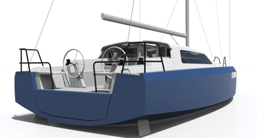 M44 Transat sail yacht design aft starboard exterior