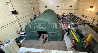 tenda lengkung tni tenda barak dan tenda bantuan benca dari TNI