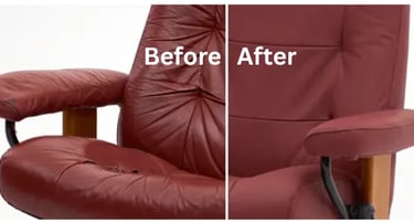 red office chair before after upholstery