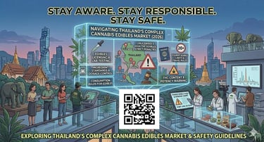 Cannabis edibles in Thailand showing infused food products with legal awareness for tourists visiting Bangkok Phuket Chiang 