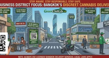 Weed delivery in Silom Bangkok showing business district with discreet cannabis access for professionals and tourists