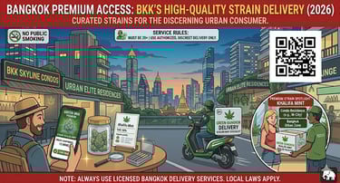 Khalifa Mint cannabis delivery in Bangkok showing premium weed strain with fast access for users in Thailand city environment