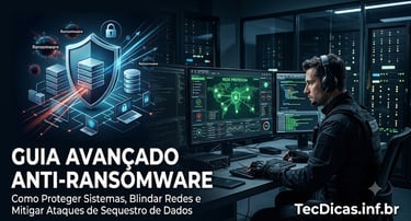 Profissional de segurança cibernética monitorando rede protegida contra ataques de ransomware