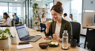 Healthy snacks at work can aid concentration and help to supply lasting energy.