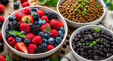 Healthy weight loss with fiber-rich berries, beans and lentils.