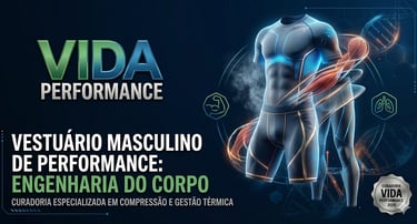 Vestuário masculino de compressão técnica e gestão térmica avançada. Vida Performance.