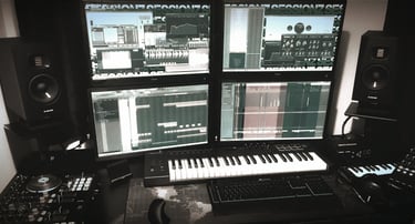 A home studio used for audio editing