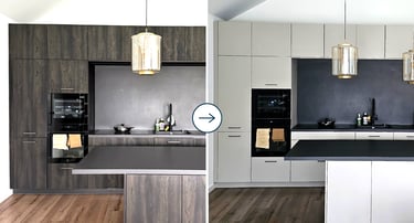 virtuvės spintelių dažymas – prieš ir po atnaujinimo