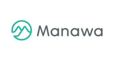 Manawa logo featuring a green mountain icon inside a circle on a black background.