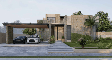 a car parked in front of a house