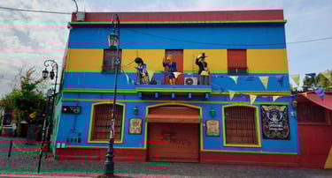 Beautiful architecture and colors along the old port of Buenos Aires, Argentina