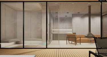 minimalistinis interjeras SPA erdvė