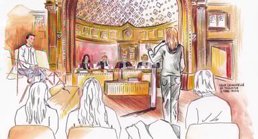 a courtroom scene with a judge and a judge in a courtroom